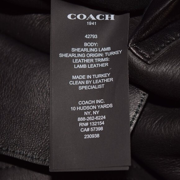 COACH Lamb Shearling Leather Reversible Snap Closure Black Vest Size M - Picture 9 of 10